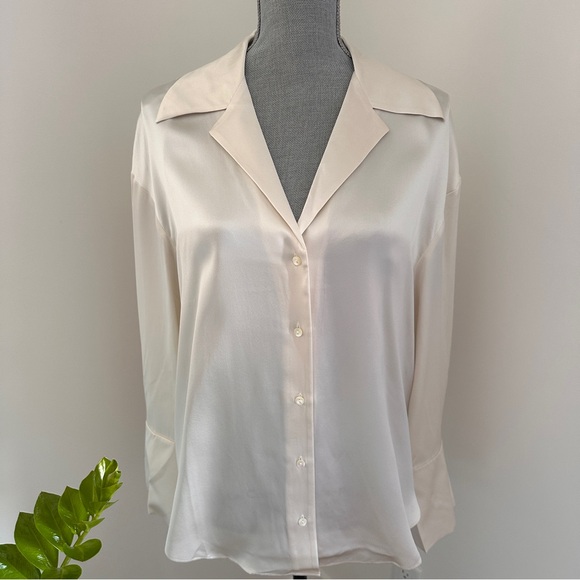 New With Tags 100% Silk Blouse/Shirt sz L - Champagne - Picture 2 of 15